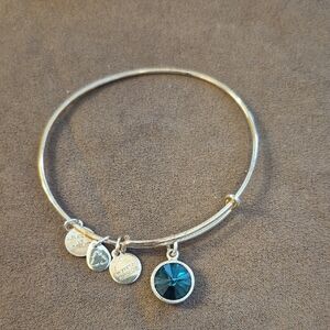Alex and Ani Silver Charm Bracelet - Emerald Crystal Charm